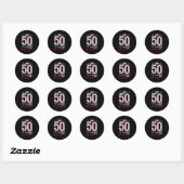 50 Diamantkroon 50 Fabulous 50th Ronde Sticker (Vel)