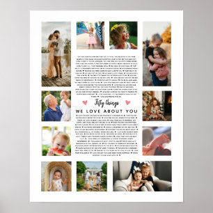 50 dingen die we van je verjaardagsfoto-cadeau hou poster