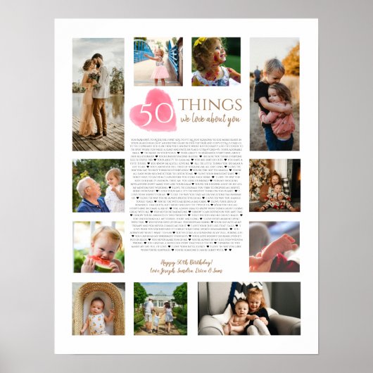 50 dingen waar we van houden bij je waterverf hart poster (Voorkant)