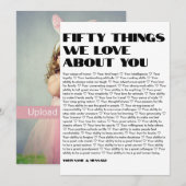 50 dingen waar we van houden, sjabloon Birthday Kaart (Voorkant / Achterkant)