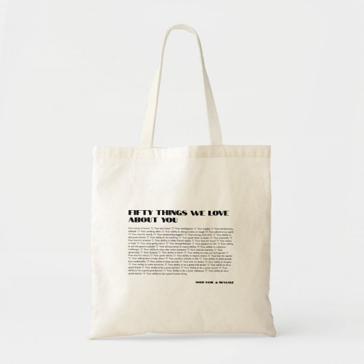 50 dingen waar we van houden, sjabloon Birthday Tote Bag (Voorkant)