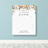 50 dingen waar we van houden, zilvergele bloemen canvas afdruk (Insitu (Houten vloer))