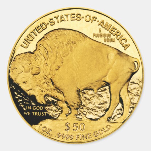 50 dollar Amerikaanse Buffalo Gold Piece Round Sti Ronde Sticker (Voorkant)
