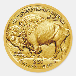 50 Dollar Gouden Buffalo Munt Klassieke Ronde Stic Sticker