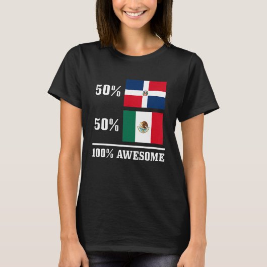 50 Dominicaanse Republiek 50 Mexicaanse vlaggeprid T-shirt (Voorkant)