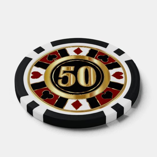 50 Donkerrode Casino Chip Las Vegas (Enkel)