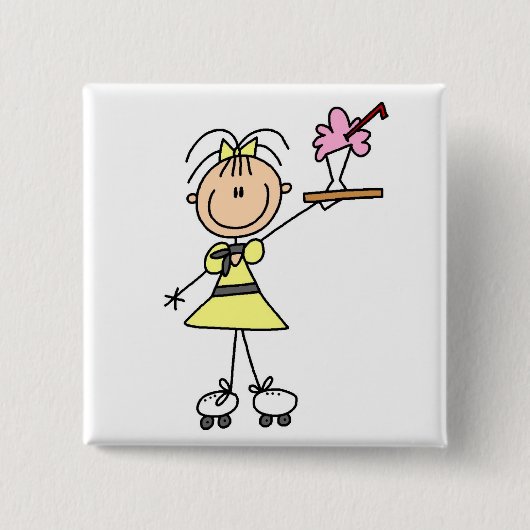 50 drive-in-Waitress T-shirts en cadeautjes Vierkante Button 5,1 Cm (Voorkant)