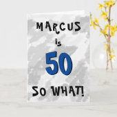 50 dus wat een grappige quote en naam Blue 50th Bi Kaart (Gele Bloem)