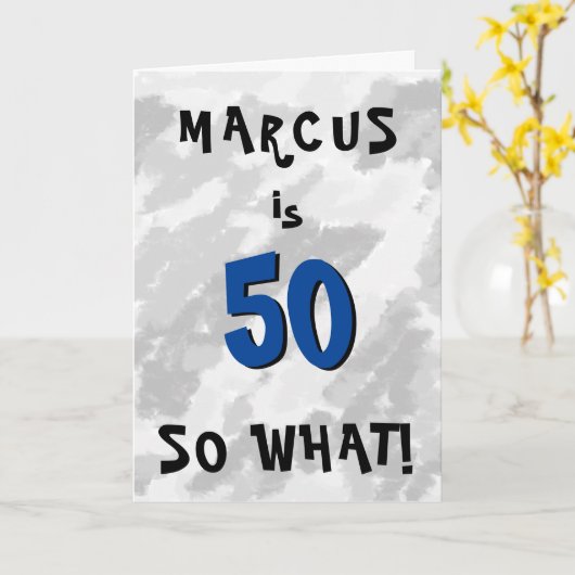 50 dus wat een grappige quote en naam Blue 50th Bi Kaart (Gele Bloem)