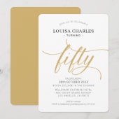 50 elegante verjaardag chique script modern goud kaart (Voorkant / Achterkant)