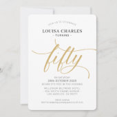 50 elegante verjaardag chique script modern goud kaart (Voorkant)