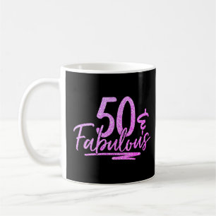 50 en 50 jaar Paarse verbluffende glitter-50-jarig Koffiemok