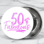 50 en 50 jaar Paarse verbluffende glitter-50-jarig Ronde Button 3,2 Cm<br><div class="desc">50 & Fabulous Paarse Glitter 50th Birthday Sparkle Buttonnen kenmerkt het moderne tekstontwerp "50 & Fabulous"in het paarse glitter kalligrafische manuscript. Ideaal voor een 50e verjaardagsfeestje of feestelijke feestdag.</div>