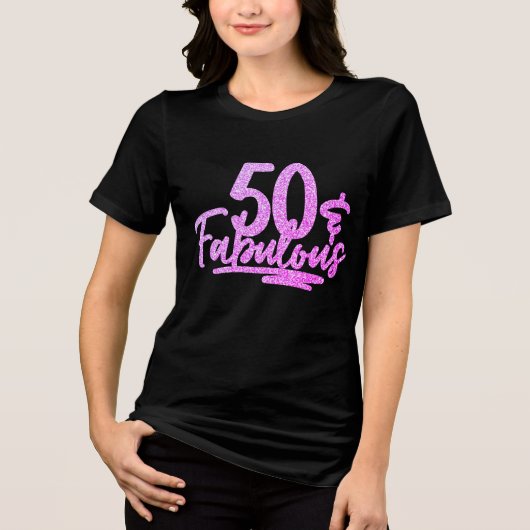 50 en 50 jaar Paarse verbluffende glitter-50-jarig Tri-Blend Shirt (Voorkant)