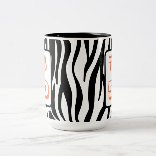 50 en 50e verjaardag zwarte tijgerstrepen tweekleurige koffiemok (Center)