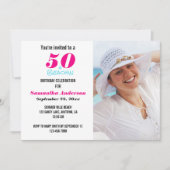 50 en Beachin Birthday Party Photo Invitation Kaart (Voorkant)