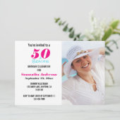 50 en Beachin Birthday Party Photo Invitation Kaart (Staand voorkant)