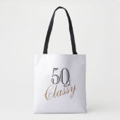 50 en Classy Elegant Black Golden Script Birthday Tote Bag (Voorkant)