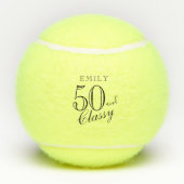 50 en Classy Elegant Script Naam 50e Verjaardag Tennisballen (Achterkant)