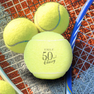 50 en Classy Elegant Script Naam 50e Verjaardag Tennisballen
