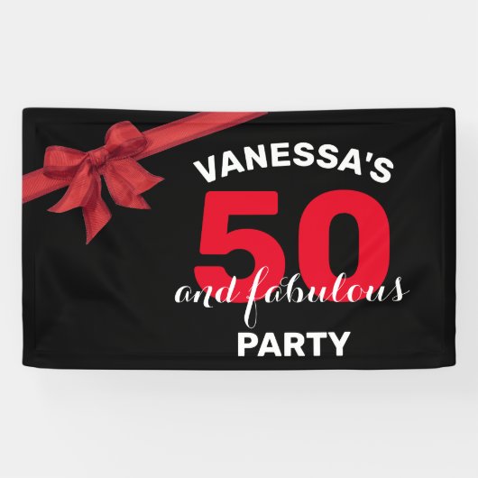 50 en de Fabulous 50th Birthday Party Spandoek (Horizontaal)