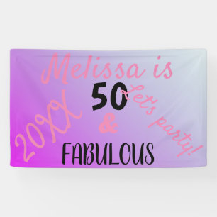 50 en de Fabulous 50th Birthday Party Spandoek