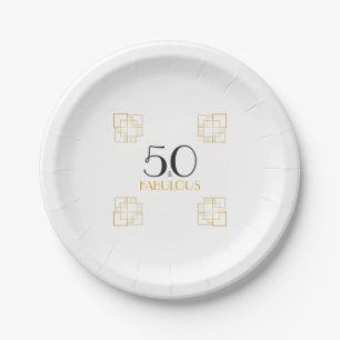 50. en de Fabulous Birthday Party Art Deco Papieren Bordje