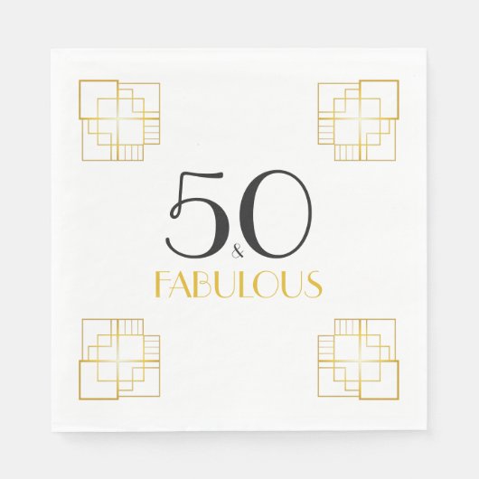 50. en de Fabulous Birthday Party Art Deco Servet (Voorkant)