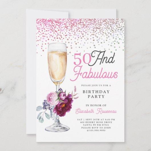 50 en de Fabulous Birthday Party Kaart (Voorkant)