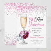 50 en de Fabulous Birthday Party Kaart (Voorkant / Achterkant)