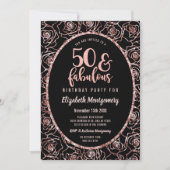 50 en de Fabulous Elegant Roos Gold Birthday Party Kaart (Voorkant)