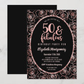 50 en de Fabulous Elegant Roos Gold Birthday Party Kaart (Voorkant / Achterkant)