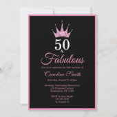 50. en de Fabulous Fiftieth Birthday Invitation Kaart (Voorkant)