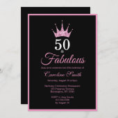 50. en de Fabulous Fiftieth Birthday Invitation Kaart (Voorkant / Achterkant)