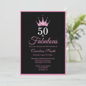50. en de Fabulous Fiftieth Birthday Invitation Kaart (Staand voorkant)