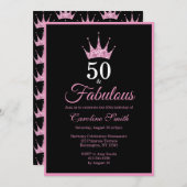 50. en de Fabulous Fiftieth Birthday Invitation Kaart (Voorkant / Achterkant)
