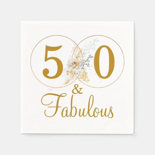 50 en de "Fabulous Gold Floral"-partij Servet (Voorkant)