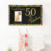 50 en de Fabulous Rainbow Birthday Spandoek (Insitu)