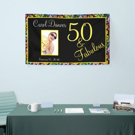  50 en de Fabulous Rainbow Birthday Spandoek (Beurs)