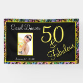  50 en de Fabulous Rainbow Birthday Spandoek (Horizontaal)