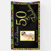 50 en de Fabulous Rainbow Birthday Spandoek (Verticaal)