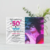 50. en de Fantastische uitnodiging van de Birthday (Staand voorkant)