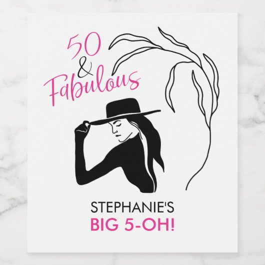50 en de feestdag van Fabulous Birthday Wijn Etiket (Enkel label)