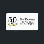 50 en de partij van Fabulous Birthday Etiket<br><div class="desc">Geniet van dit elegante en eenvoudige ontwerp dat elk 50e verjaardagsfeestje zal opzadelen met dit moderne,  stijlvolle 50-model in gouden en zwarte tekst.</div>