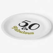 50 en de partij van Fabulous Birthday Papieren Bordje (Gekanteld)
