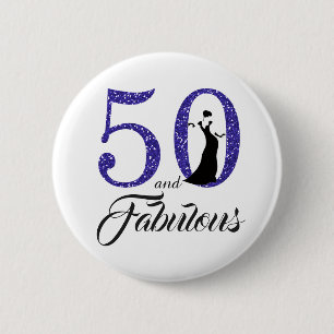 50 en de partij van Fabulous Birthday Ronde Button 5,7 Cm