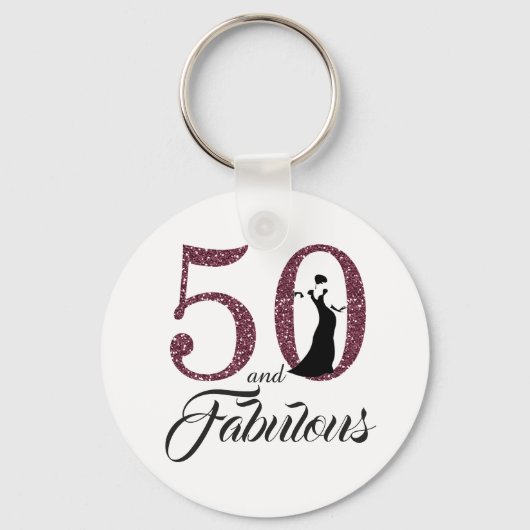 50 en de partij van Fabulous Birthday Sleutelhanger (Voorkant)