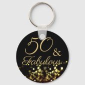 50 en de partij van Fabulous Birthday Sleutelhanger (Voorkant)