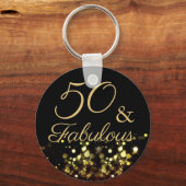 50 en de partij van Fabulous Birthday Sleutelhanger (Voorkant)