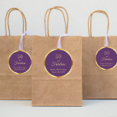 50 en de prachtige paarse goudnaam ronde sticker